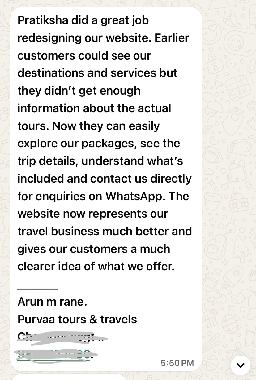 WhatsApp message from Arun Rane